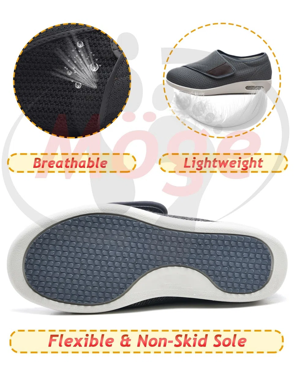 Cómoda Artritis Edema Zapatos hinchados Zapato pie diabético Zapato Madre Regulable engorde y ensanchamiento Zapatos DiabéTicos Respirable Zapatillas