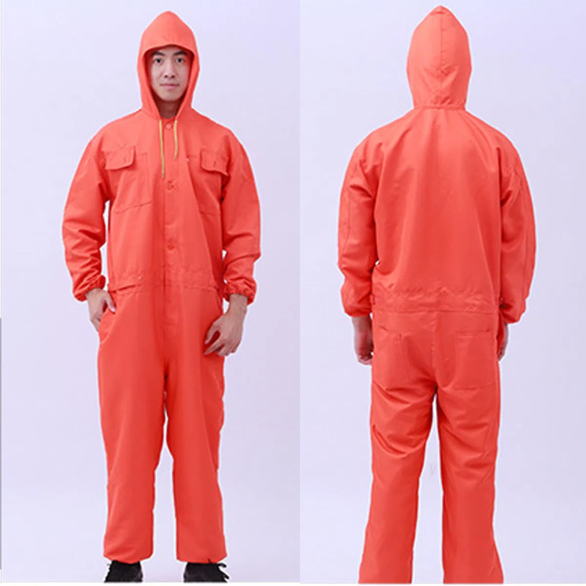 Monos Unisex Con Capucha Mono Ropa De Trabajo De Manga Larga Con Puños Elásticos Y Cintura Ajustable