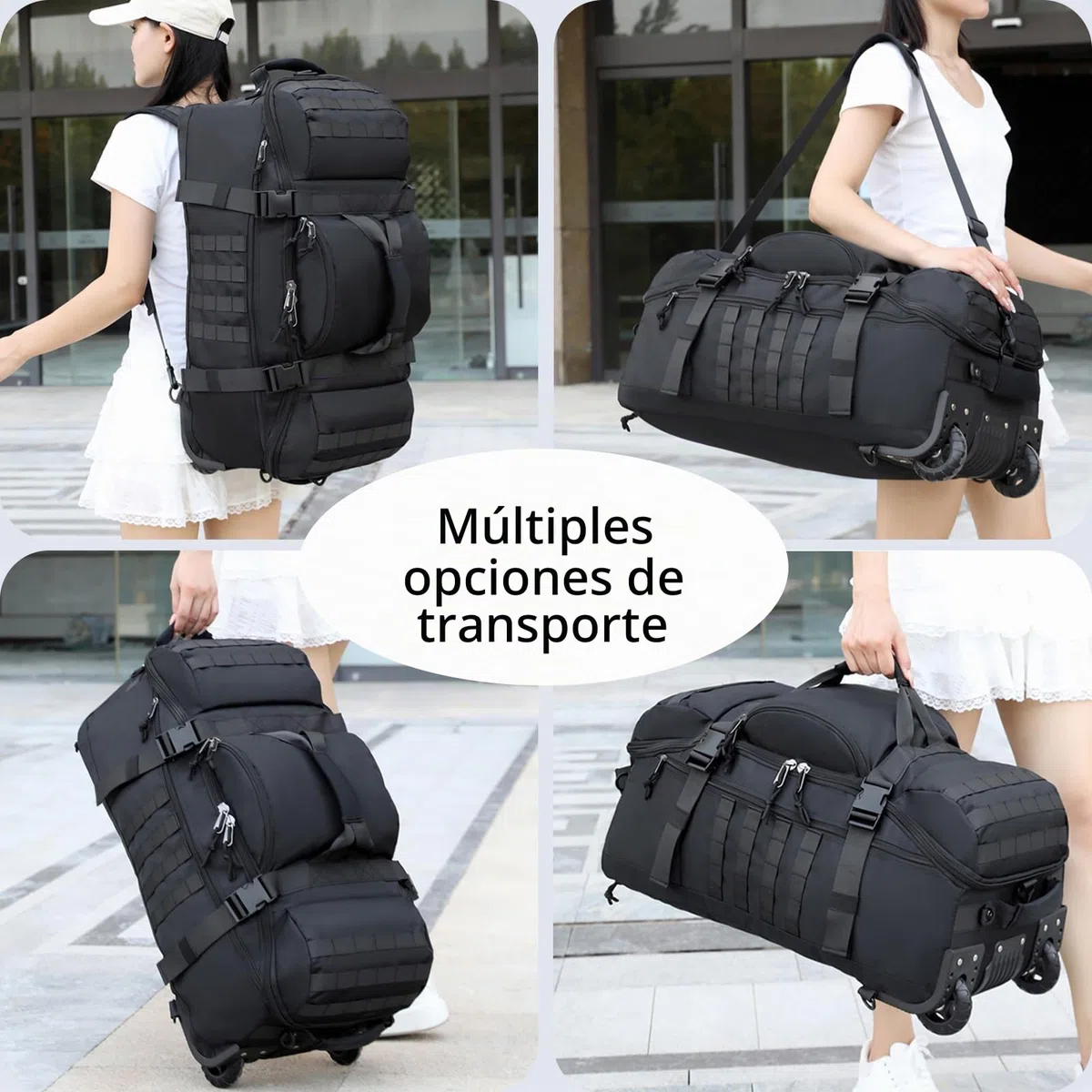 Bolsa De Viaje con Ruedas 80L Plegable Grande Bolsa Mochila Deportiva Impermeable Blanda Deportes Maleta con Compartimento Correas para Gimnasio Camping Y Almacenaje (Azul)