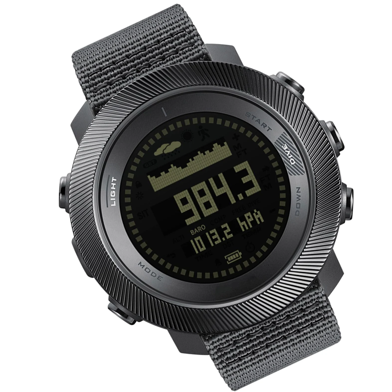 Zunate Reloj de Buceo Digital 100 M Resistente a la Lluvia |Reloj Deportivo Al Aire para Hombre con Brújula LED para Buceo y Senderismo