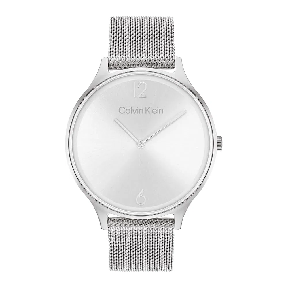 Calvin Klein Reloj Analógico de Cuarzo para Mujer Colección Timeless Mesh 38mm con Pulsera de Acero Inoxidable en Malla o de Cuero