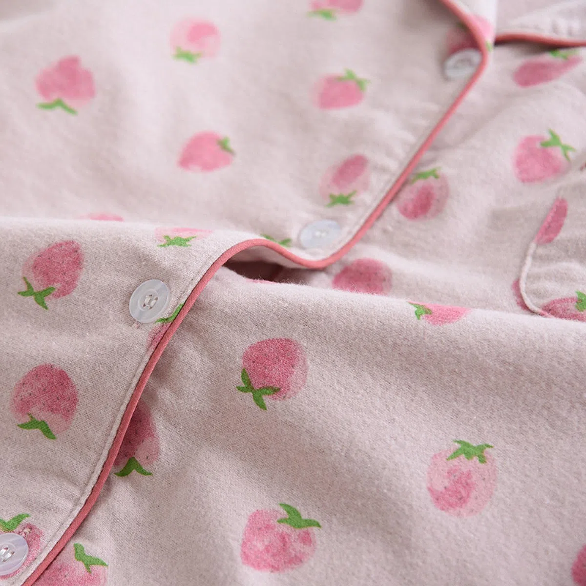 Un Pijama Cómodo Pijamas De Mujer Pijamas De Mujer Pijamas De Otoño Conjunto De Pijamas De Mujer Pantalones De Manga Larga De Algodón Puro Ropa De Dormir para Mujer,Strawberry-Pink-XL