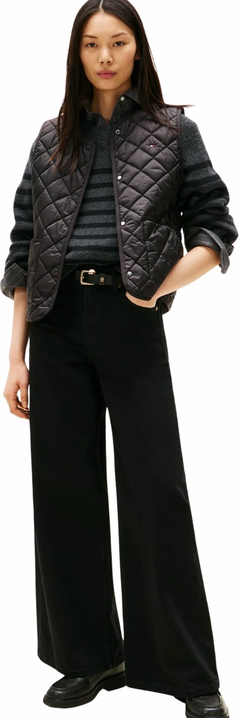 Tommy Hilfiger Chaleco Mujer Padded Quilted Chaleco acolchado, Negro (Black), L