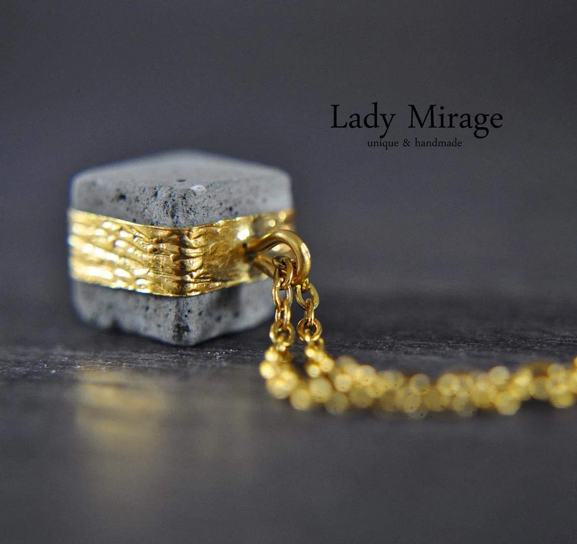 Set de regalo | Concreto Servicio de regalo incl. Latón | Chapado en oro | Regalo de joyería | Navidad | Hecho a mano | Regalo para mujeres | Cubo | Único