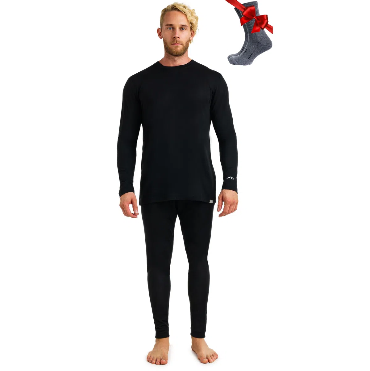 Merino.tech Conjunto Lana Merino Hombre - 100% Lana Merino con Calcetines | Capa base (Ligera/Media/Pesada) para senderismo, esquí y outdoor. Transpirable.