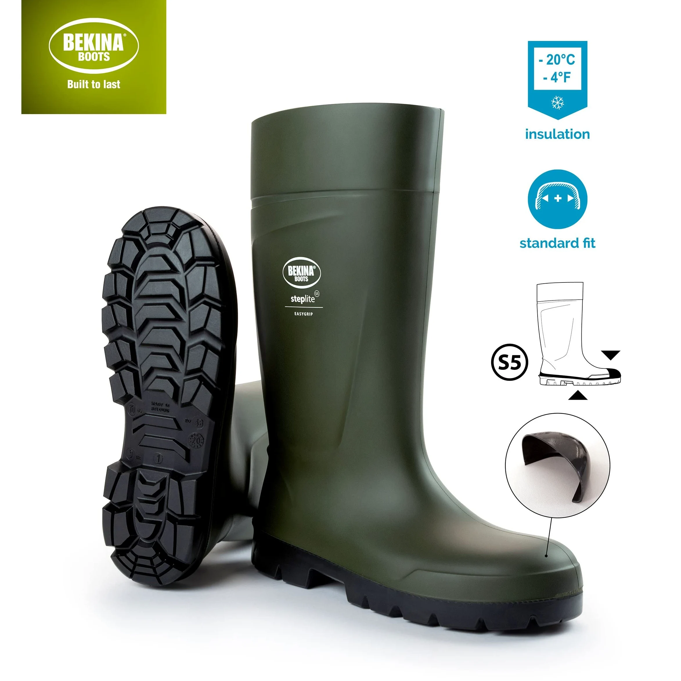 Botas de Seguridad para Hombres, Puntera de Acero y Suela de Seguridad para la Agricultura, Ligeras, de Gran Comodidad, Antideslizante, Resistente al Productos de Limpieza, Verde, EU 41