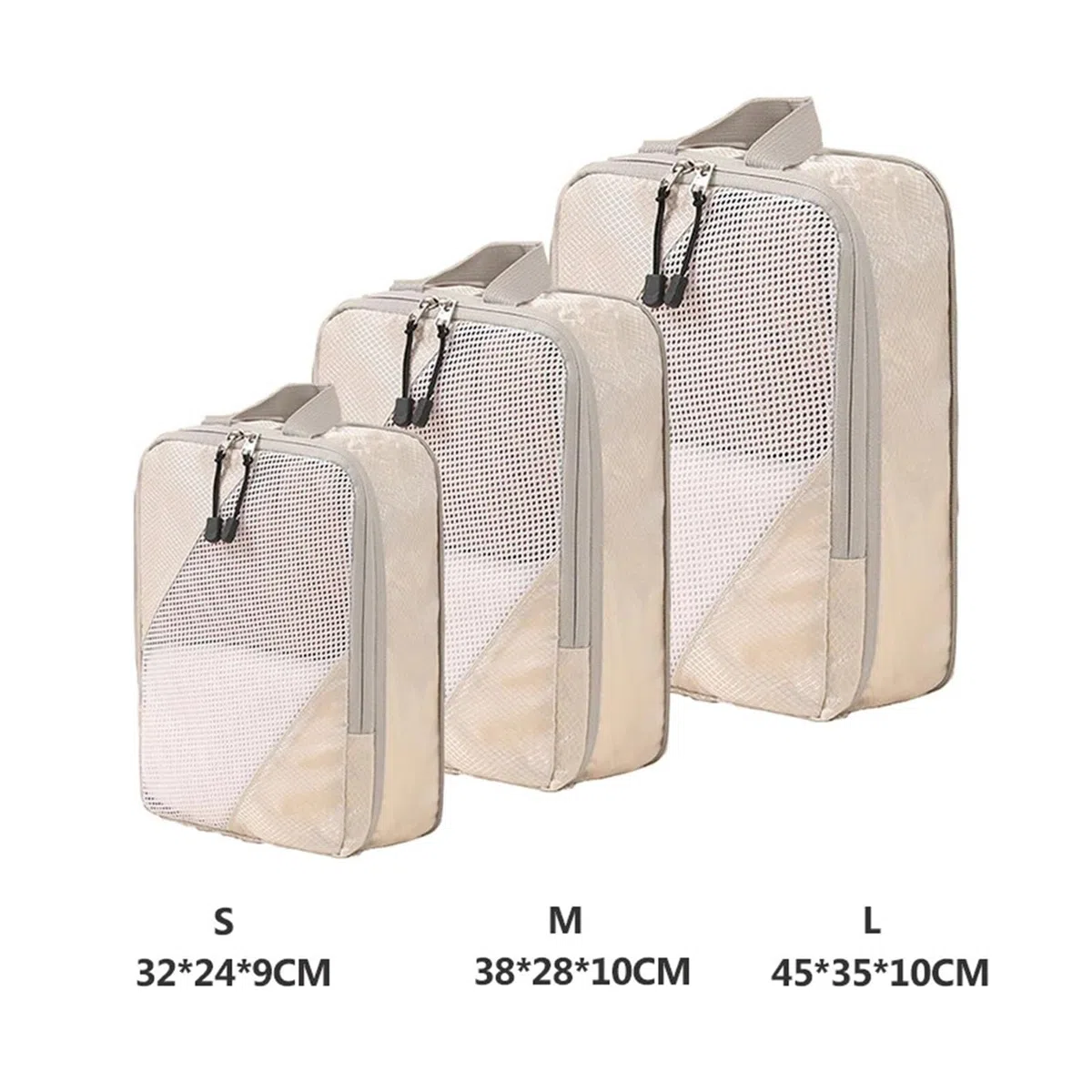 Organizador Maleta Cubos de viaje compresión, 3 piezas, bolsa organizadora, impermeable for maleta avión, embalaje ropa, juego bolsas malla(Black)