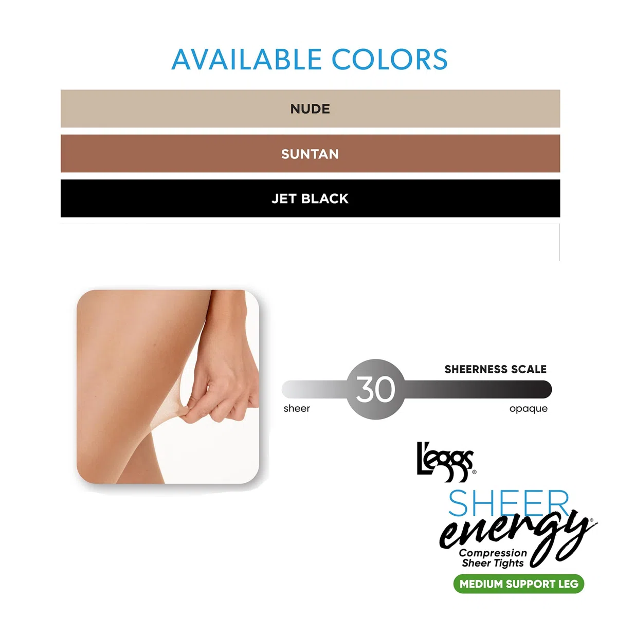 L 'eggs Mujer Sheer Energía Control Top Sheer Toe Medias