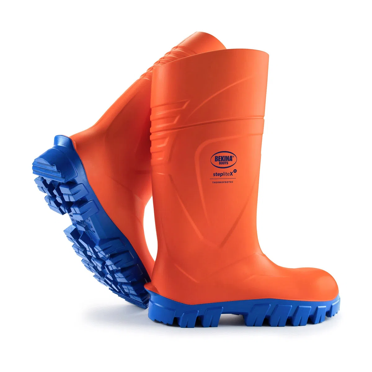 Bota de invierno con puntera y suela de seguridad sin metal, ligera y robusta para pescadores, balleneros y pescadores, resistente al frío hasta -40 grados, suela antideslizante, Naranja, EU 43