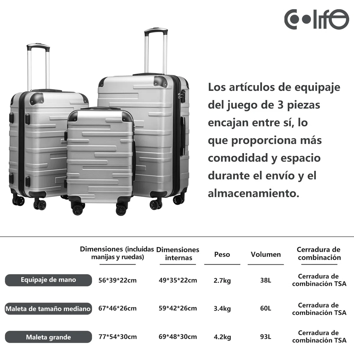 COOLIFE Maleta Mediana 67 cm, Maleta de Viaje Ligera 60L con Cerradura TSA | Maleta de 67x46x26 cm, ruedas giratorias, pequeñas resistentes a los impactos, vacaciones, viajes internacionales y cruceros