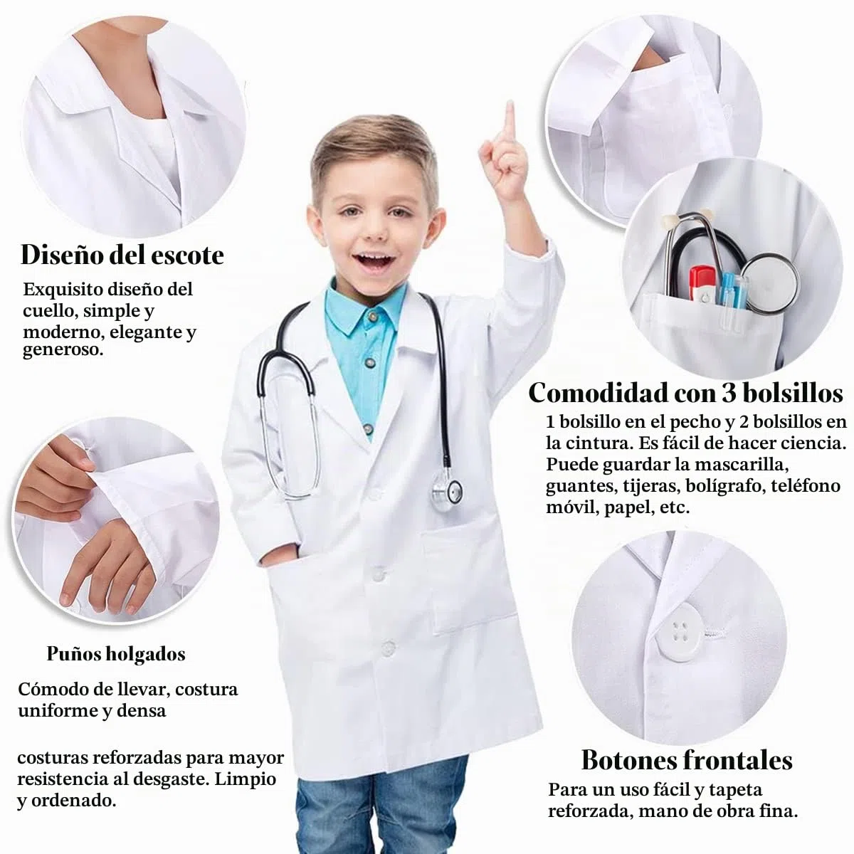 Bata Blanca Niña, Bata de Laboratorio Hombre Mujer