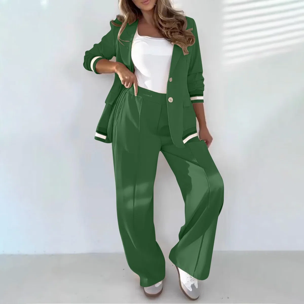 Generico Vestido de mujer elegante conjunto trabajo con solapas y botones Slim Fit conjunto casual talla grande de pantalones chaqueta ropa ligera para oficina ocasiones formales y negocios