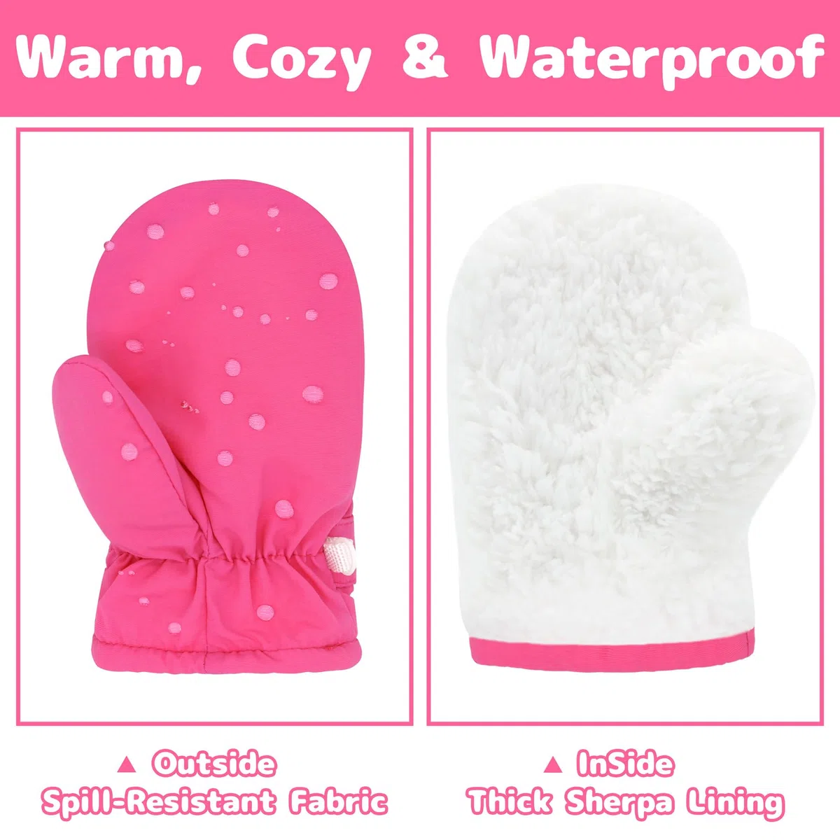 Olreco - Manoplas impermeables para niños pequeños, guantes de nieve para niños, guantes de nieve para niños, guantes de bebé, manoplas de invierno, para niños pequeños y niñas