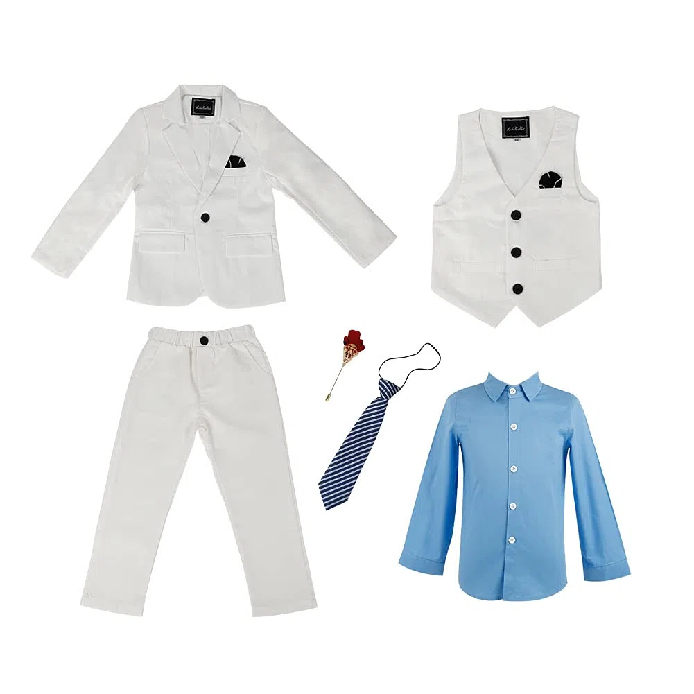 Traje de Boda para 2-12 Años Niños Trajes de Ajustado Traje Formal a Cuadros Trajes de Ceremonia para Niños Graduación Traje Chicos Conjunto de Traje Elegante para Bautizo Comunión Traje de Esmoquin