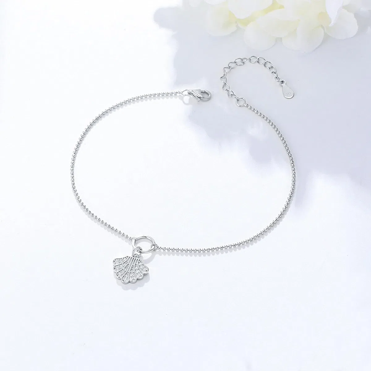 Pulseras de tobillo de oro para mujer de 14 quilates, con forma de concha de moissanita, pulseras de oro de 14 quilates para mujer