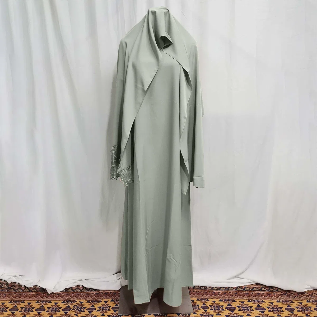 Trajes Islámico Ramadán para Mujeres Manga Larga Suelto De Oración Abaya Kaftan Burqa Mujer Dubai árabe una Pieza para Eid Ramadán Vestido Musulmán con Rosario