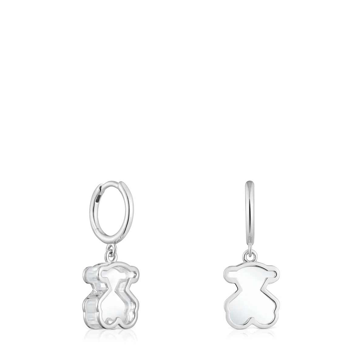 TOUS Pendientes de Aro para Mujer de Plata de Primera Ley y Metacrilato Blanco, Colección Galaxy