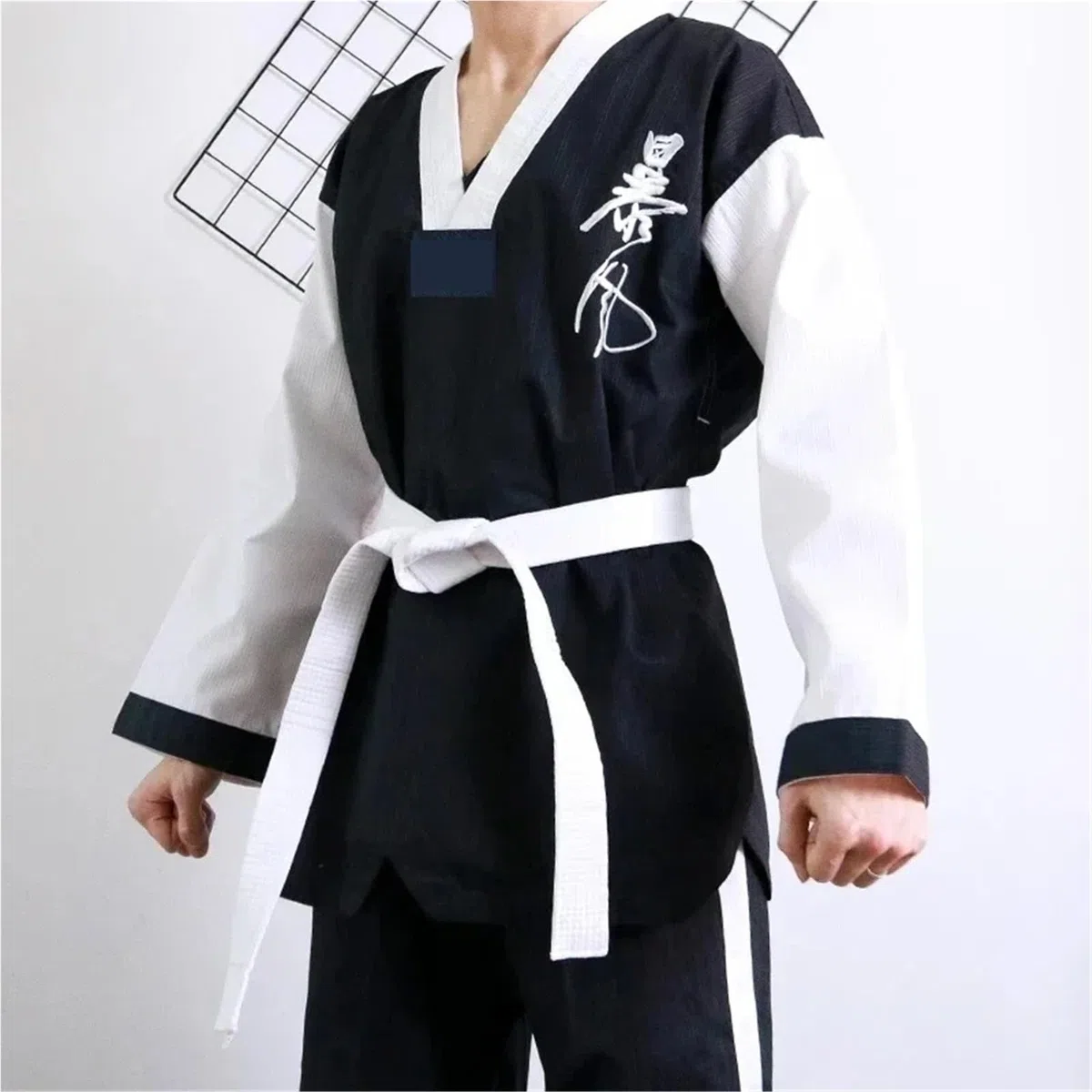 Traje de Karate Traje de polialgodón Taekwondo acanalado for niño adulto, uniforme Karate, atletismo artes marciales