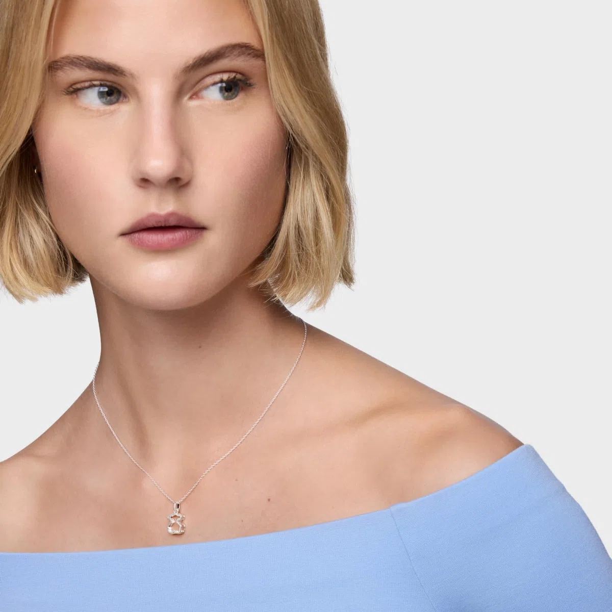 TOUS Collar Corto para Mujer de Plata de Primera Ley y Metacrilato blanco, Colección Galaxy