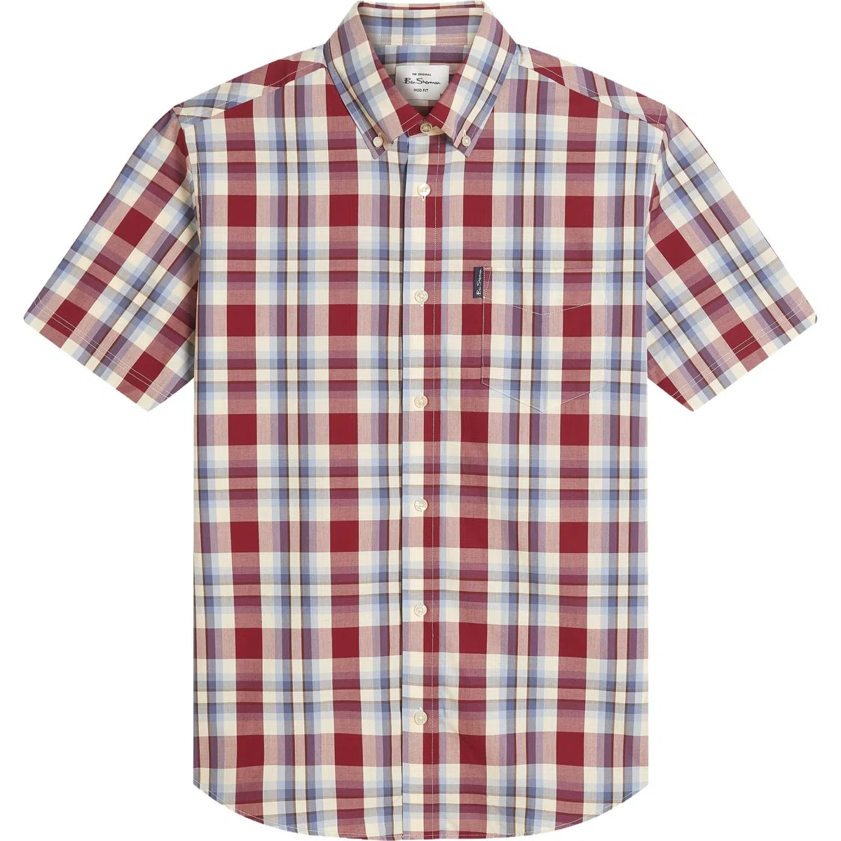 Ben Sherman Camisa de manga corta a cuadros para hombre