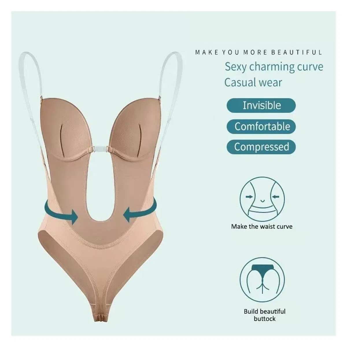 Body de Encaje Completo con Tanga sin Costuras y Espalda Descubierta para Mujer, Escote en V Profundo, Moldeador de Cuerpo para Vestido de Espalda Baja, Ropa Interior