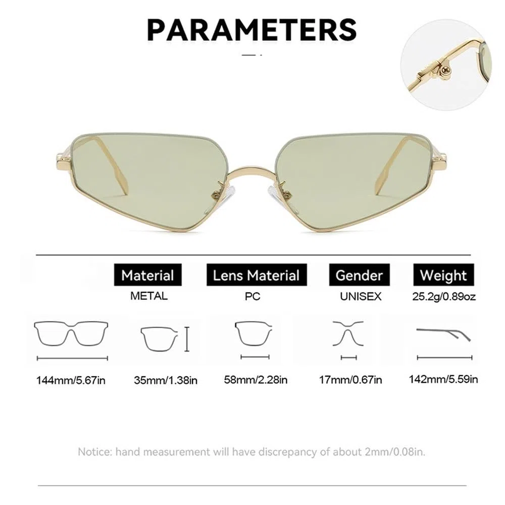 Gafas de sol metálicas estilo retro punk con forma de ojo de gato, protección UV400 para exteriores.