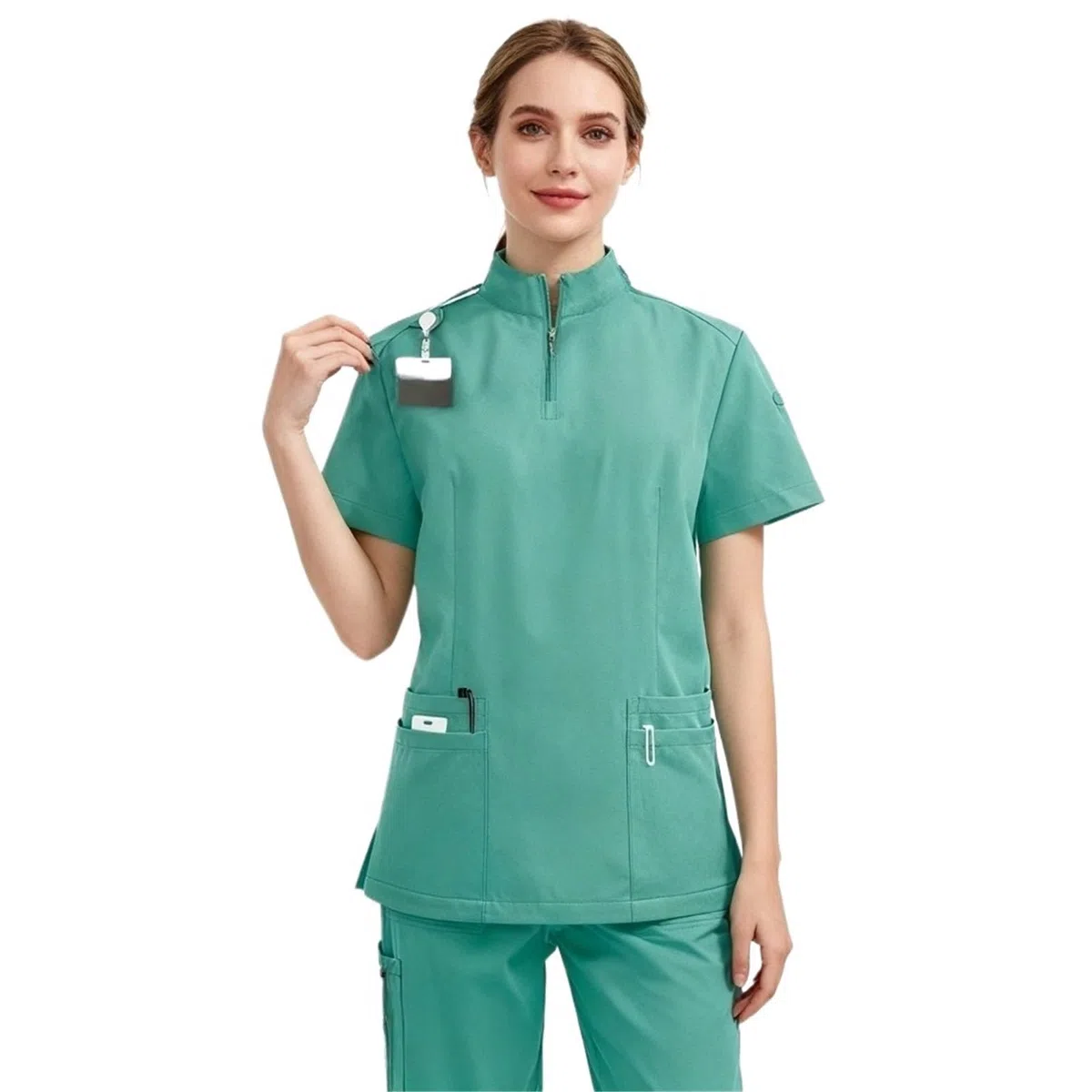 Uniformes Sanitarios Mujer Uniforme de Enfermera Servicio estándar: Conjunto Uniformes médicos Esenciales for Uso Diario en hospitales y clínicas | Grass green,L