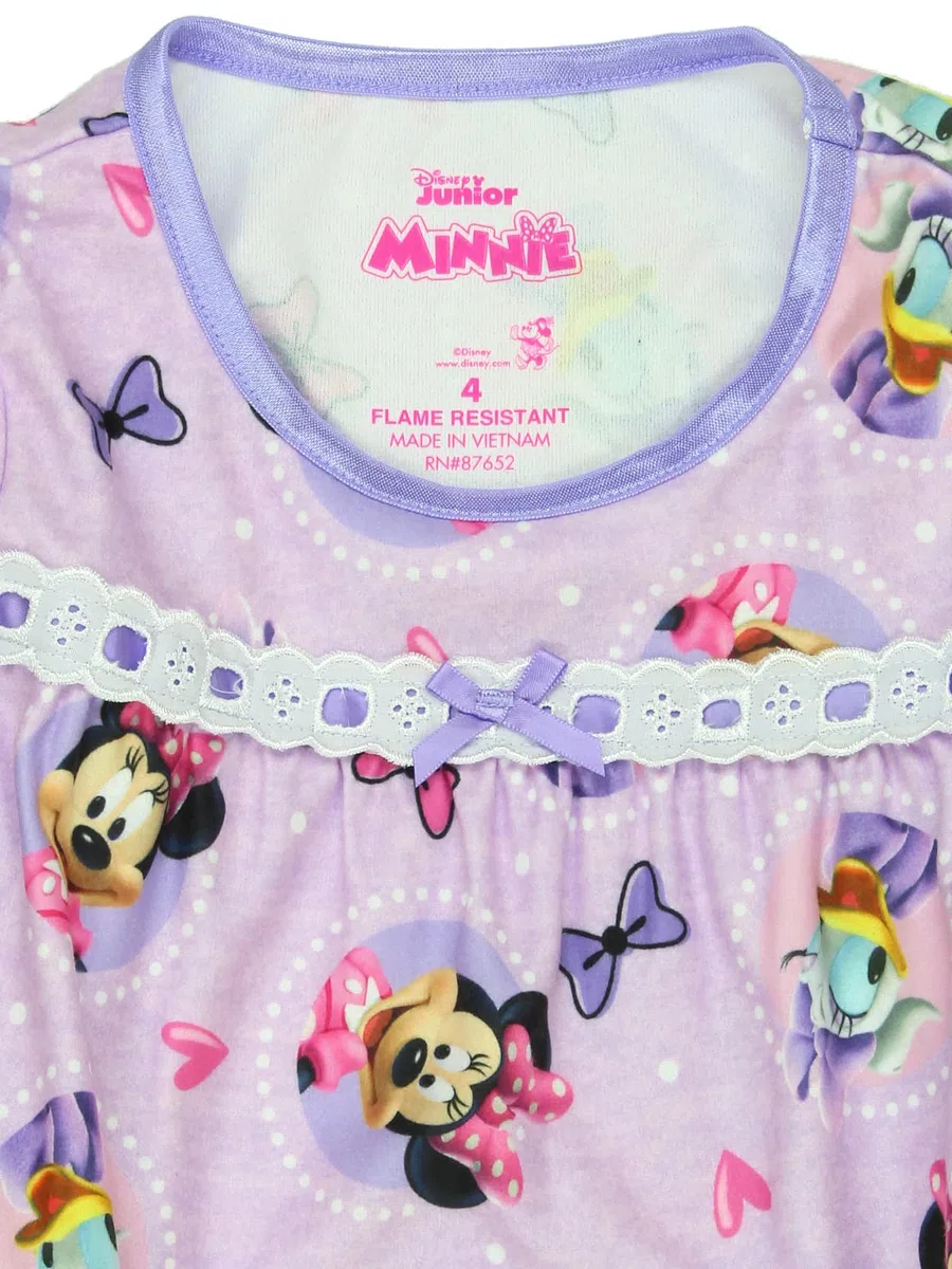 Disney Minnie Mouse Toddler Girls Granny Gown Nightgown (3T, Purple)