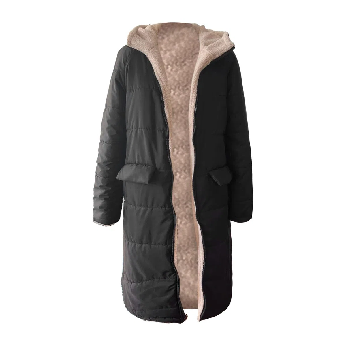 Chaqueta de plumón con capucha de manga larga de doble abrigo de invierno cálido de para mujer Abrigo Mujer Plumas Ligera Chaqueta Mujer