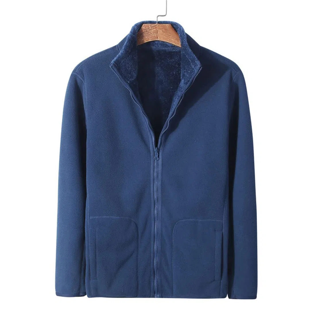 Chaqueta De Forro Polar Ligera con Cremallera para Hombre, Sudadera Cálida De Forro Polar Coralino De Doble Cara con Bolsillos
