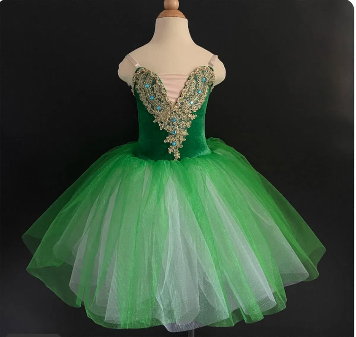 Vestido de tutú de Ballet para niñas, Disfraces de Baile Brillantes, Leotardo de Baile con Falda, Falda de competición de Baile