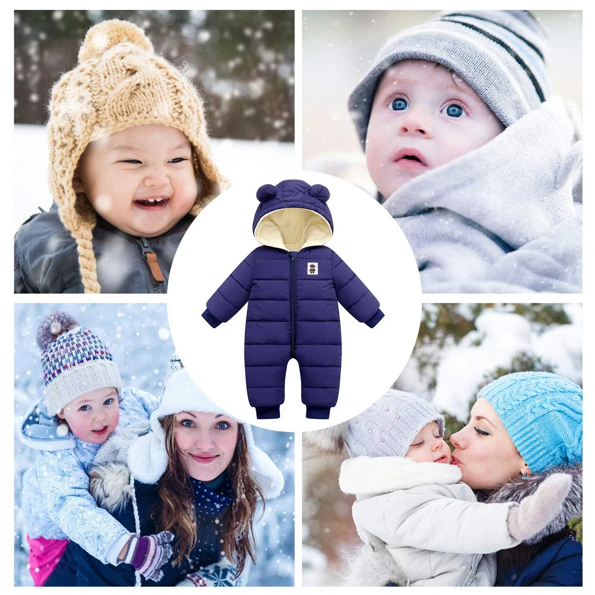 Happy Cherry - Bebé Mono Acolchado Mameluco con Capucha Niño Niña Ropa de Una Pieza Mangas Largas Chaqueta Invierno Cálido Pelele Entero para Outdoor Aire Libre - 6-36 Meses