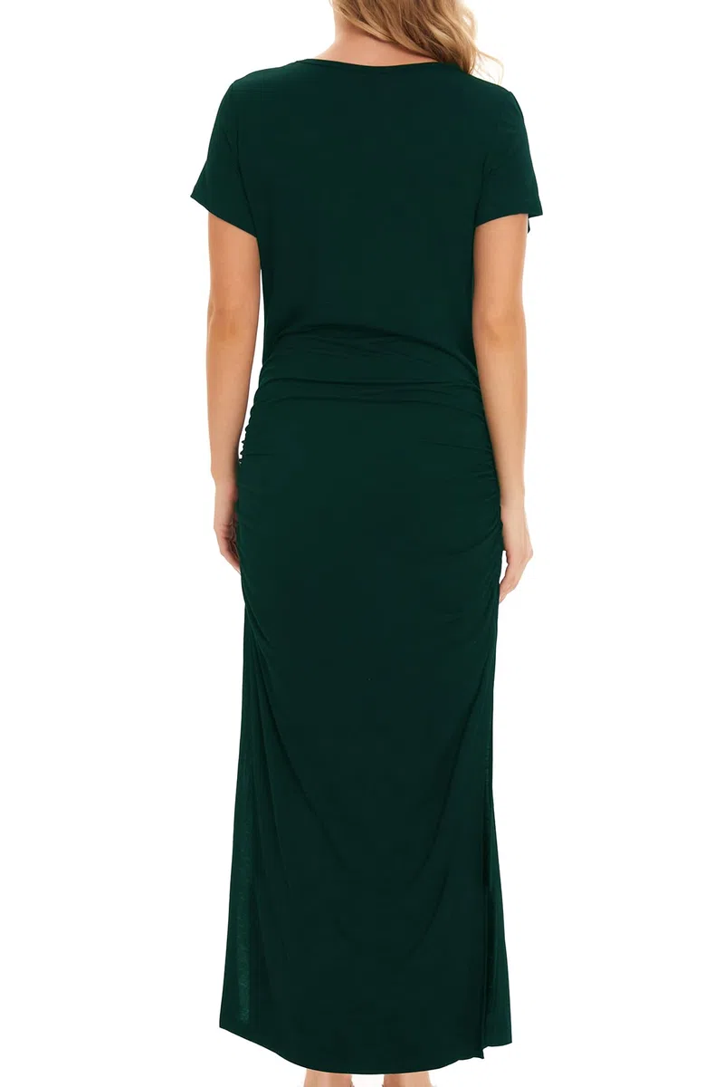 Smallshow Vestidos de Maternidad Mujer Larga Side Split Ropa premamá Deep Green XL