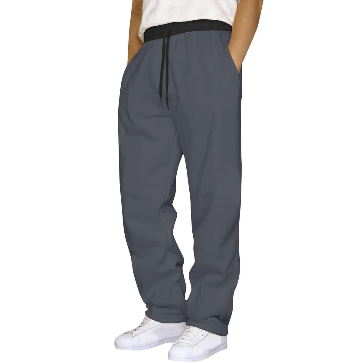 Pantalones de chándal para hombre, 3 piezas, cintura elástica, pantalones de chándal de color de contraste, rectos, relajados, fáciles de cuidar, resistentes al viento, duraderos, pantalones
