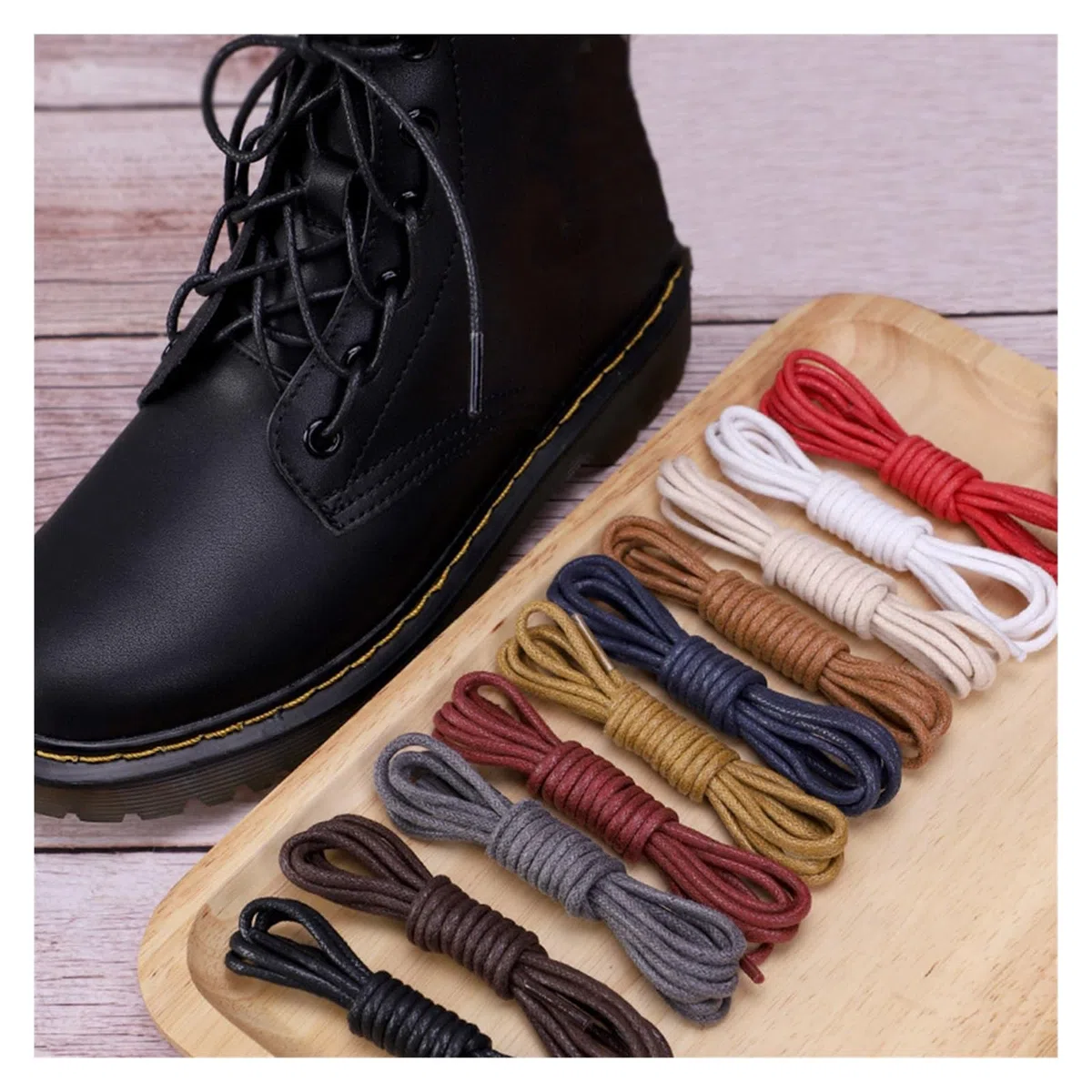 Cordones de zapatos planos, 1 par de cordones de cuero, cordones encerados de algodón, cordones de cuero redondos for zapatos, botas, cordones de zapatos unisex(Red,120cm)
