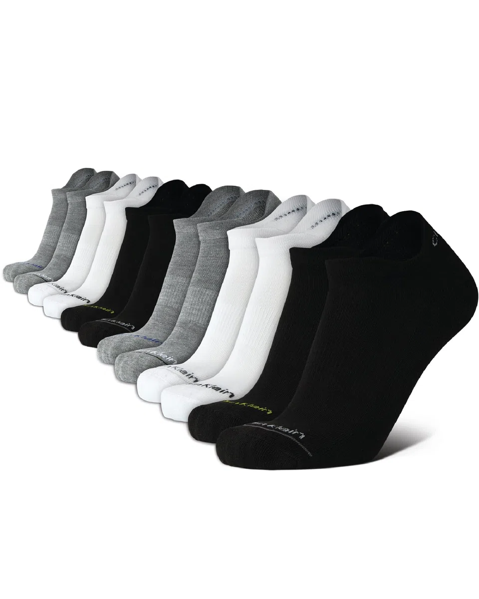 Calvin Klein Calcetines de forro para hombre, paquete de 12 unidades, ligeros, antideslizantes, no se ven para hombre, calcetines deportivos