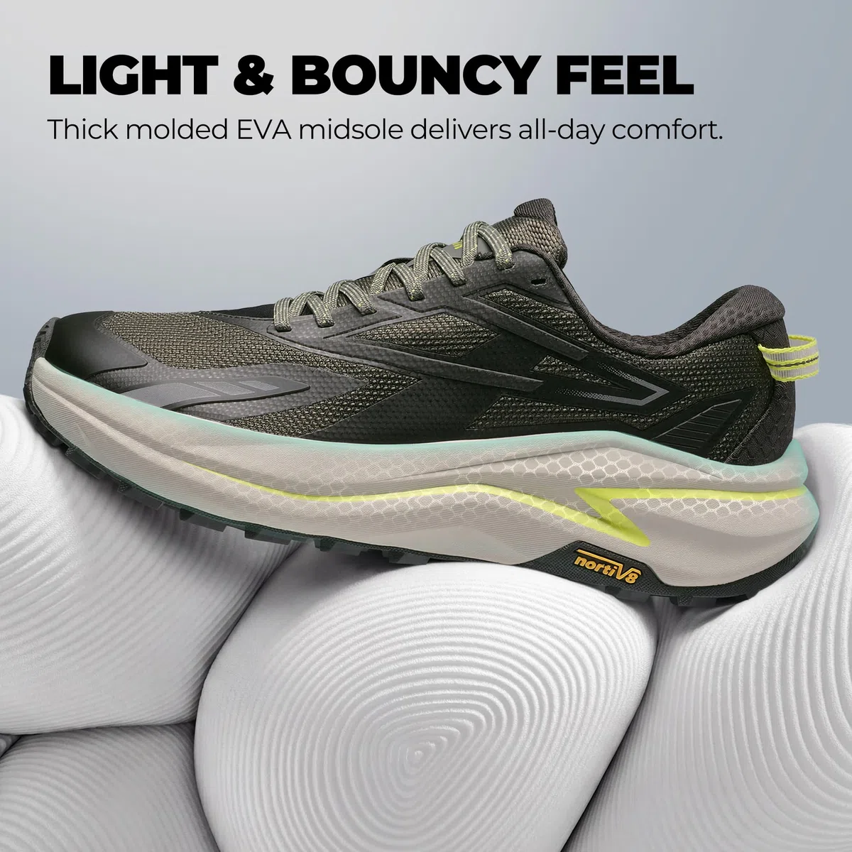 NORTIV 8 Zapatillas de deporte para hombre con puntera ancha para correr y caminar, caminar, atletismo, tenis, entrenamiento, gimnasio, entrenamiento cruzado, zapatillas de moda, Oliva, 7.5