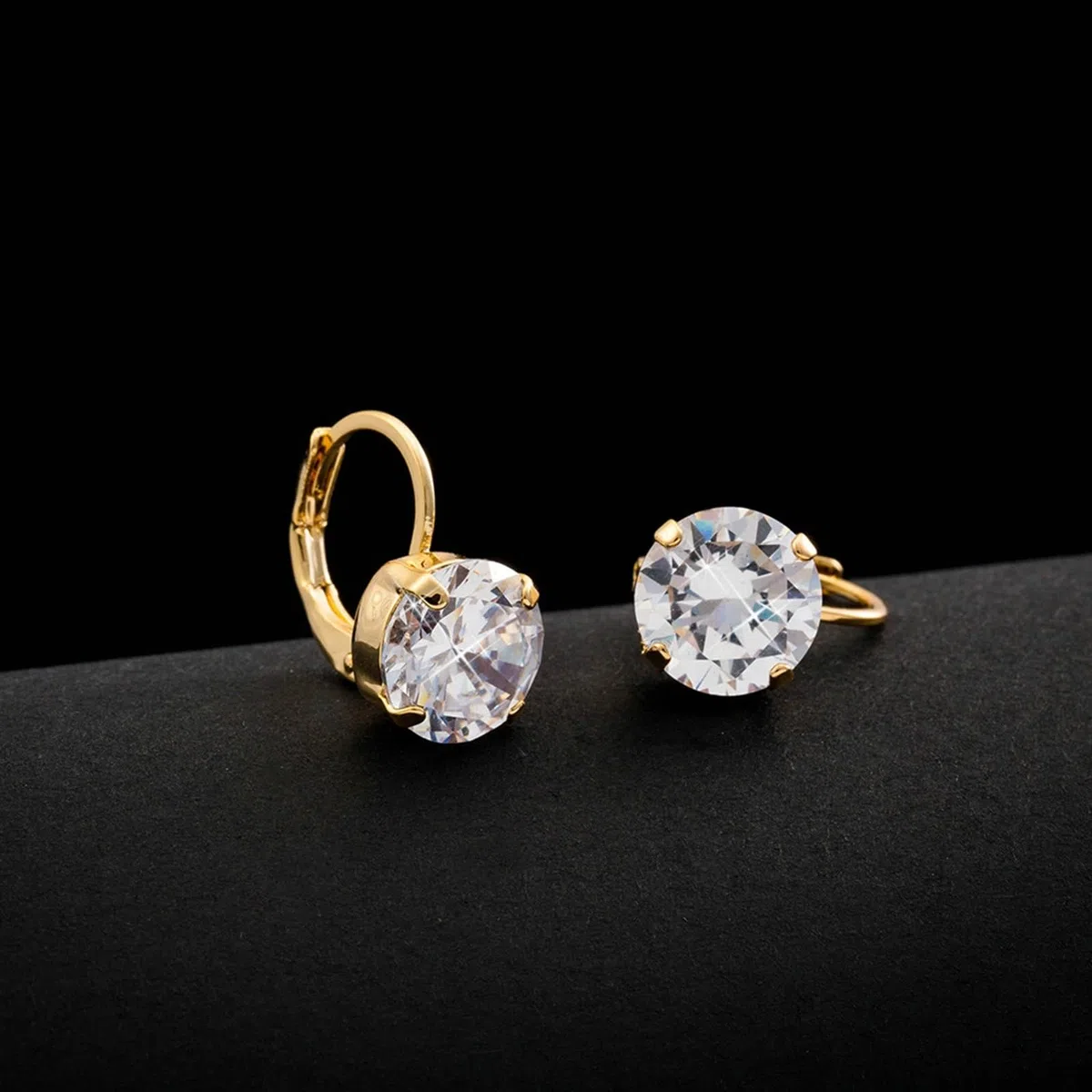 AMDXD Pendientes para mujer de oro amarillo 585 de 14 quilates, clásicos pendientes de aro con moissanita, oro de 14 quilates para mujer, pequeños y auténticos