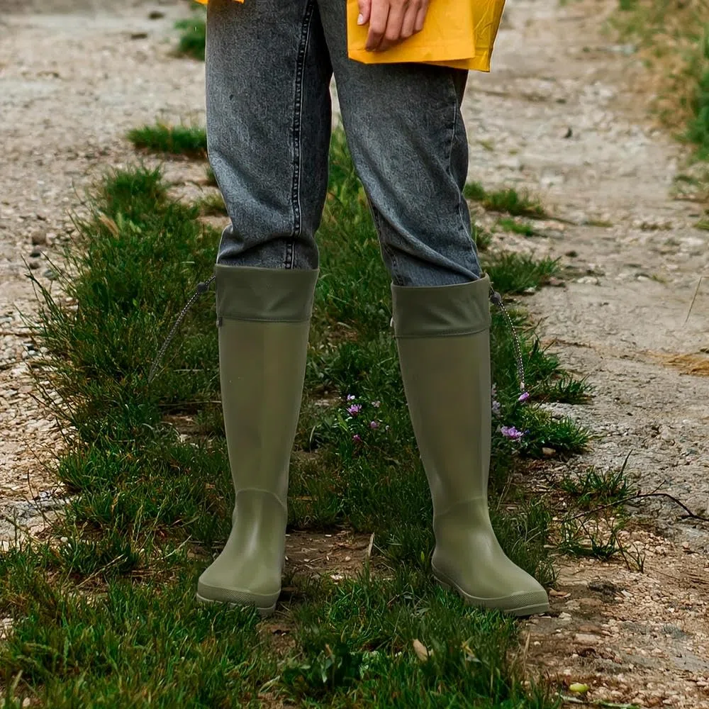 Botas de Lluvia de Goma para Mujer, Impermeables, Plegables, Altas, para jardín, Botas de Agua Ligeras, Botas para el Barro