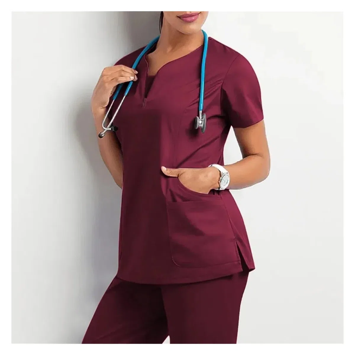 Uniforme Sanitario Hombre Accesorios Hospital Salón de Belleza Médico Enfermería Ropa Casual Manga Corta Enfermera Farmacia Trabajo Tops y Trajes(Black Suit,M-50-60KG)