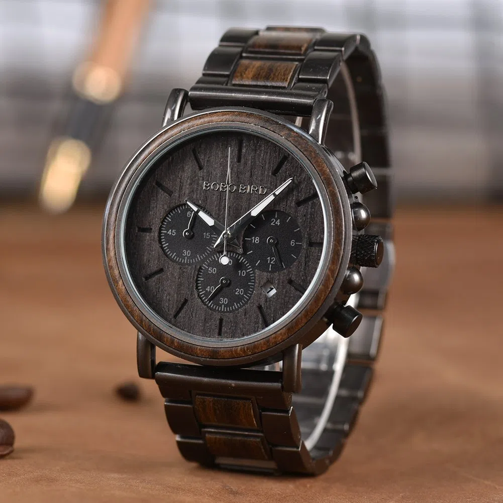2win Reloj de Madera Grabado para Novio, mi Hombre, prometido, Marido, Relojes de Madera Personalizados para Hombres, cumpleaños, Aniversario, Reloj Personalizado, B-para-Novio, Pulsera