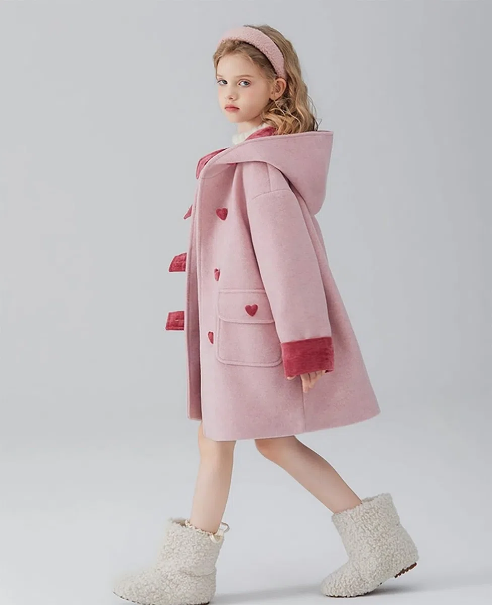 Abrigo para niña, color otoño, invierno, engrosamiento, gabardina, clip de algodón, abrigo con capucha