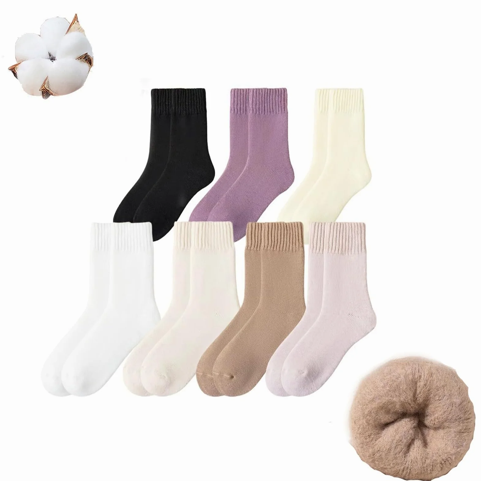 7 pares de calcetines térmicos de invierno, calcetines de lana suave súper gruesos para mujer, calcetines cálidos y transpirables para botas de tripulación para clima frío extremo, 14 pares, Talla