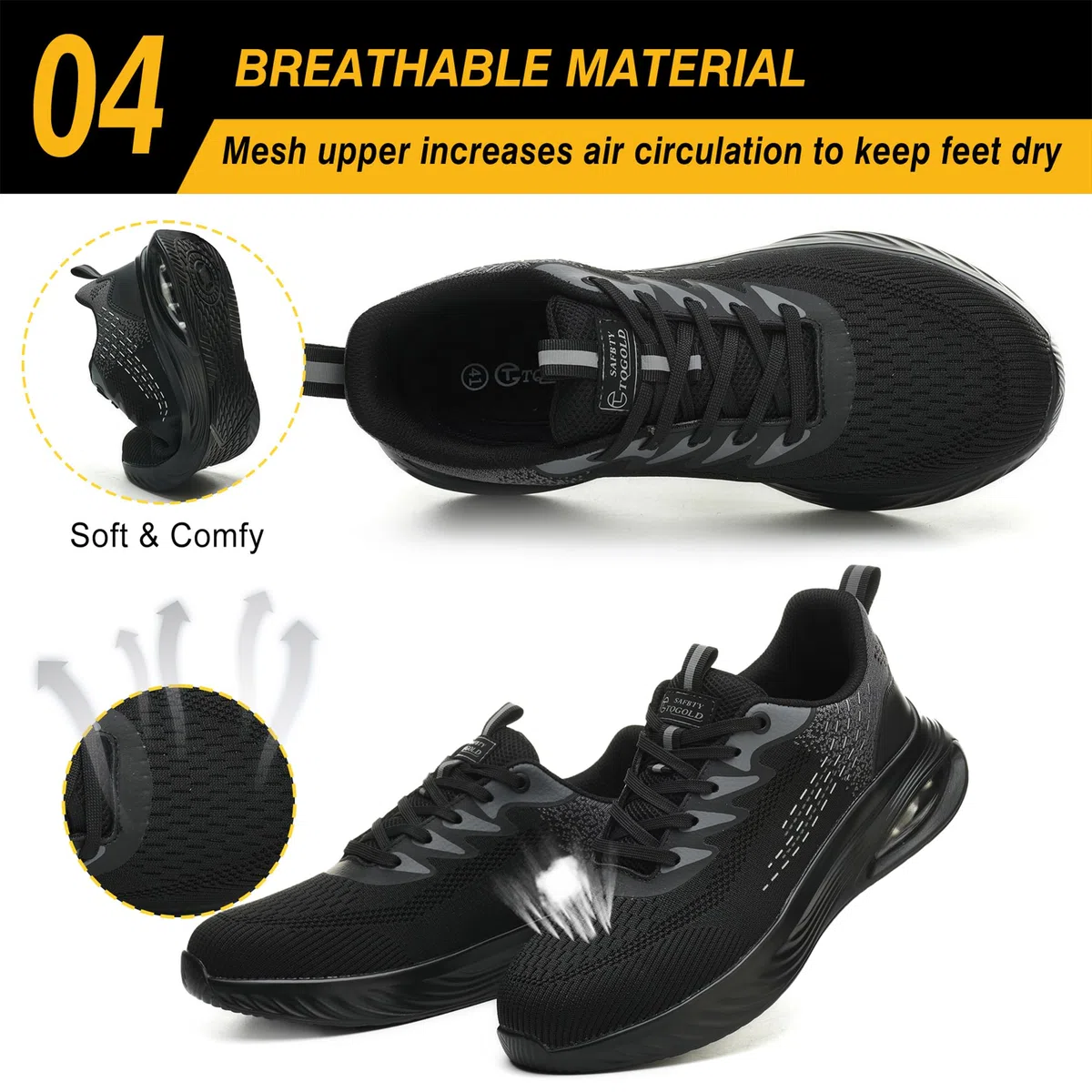 TQGOLD Zapatos de Seguridad para Hombre Mujer Ligero Zapatos de Trabajo Antideslizante Calzado de Seguridad con Punteras de Acero Transpirable Gr.35-46EU