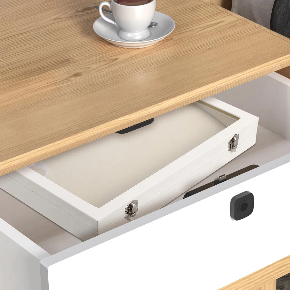 Operitacx Estuche para Collar Organizador de Collares de Madera Blanco | Cierre Bloqueable, Tapa Transparente y Ganchos Pequeños, Gran Capacidad para Armario y Closet