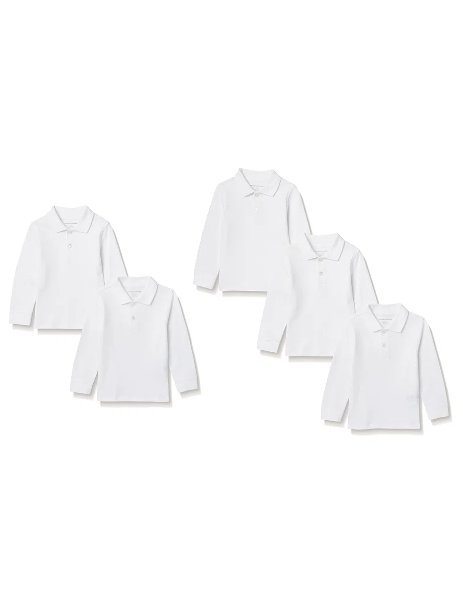 Amazon Essentials Niños Polos de Piqué de Manga Larga