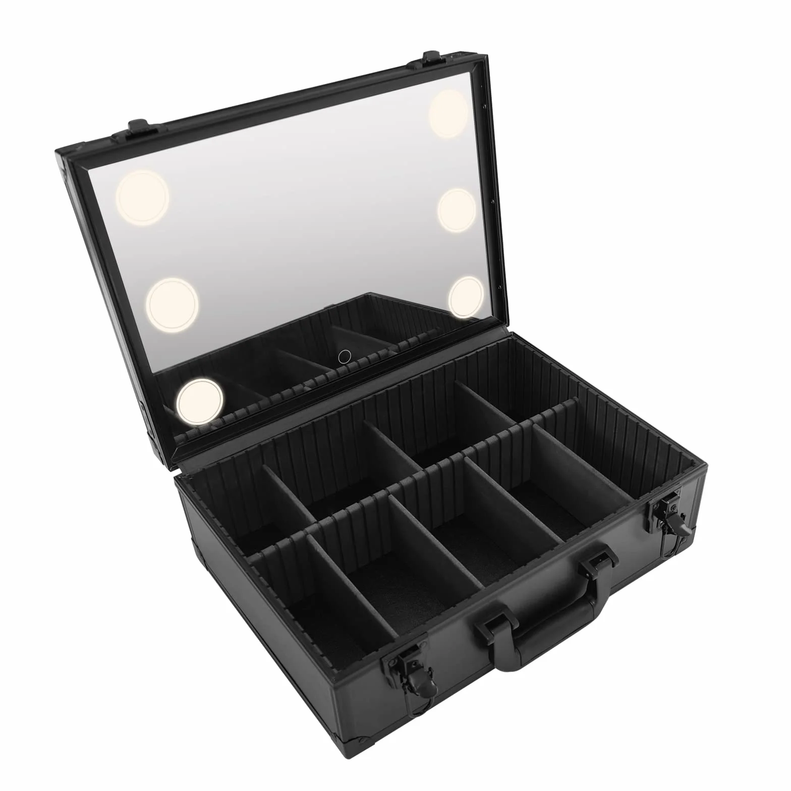 Neceser de cosméticos de 42 x 30 x 15 cm con espejo iluminado, brillo ajustable en 3 escenarios de color, bolsa de maquillaje, bolsa de maquillaje, maletín de viaje, maletín de maquillaje