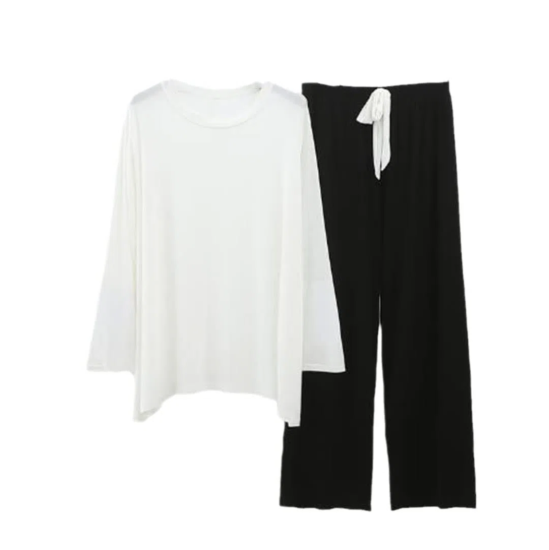 Conjunto de pijama de mujer de color de contraste de algodón cómodo para mujer, Imagen7, talla única