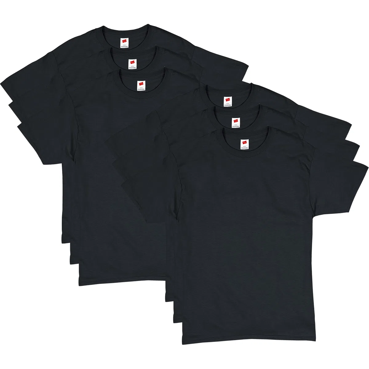 Hanes Short Sleeve T-Shirt Pack, Crewneck Cotton T-Shirts For Men, Value Packs, 4 Or 6 Pack Camiseta Unisex Adulto (Pack de 6)