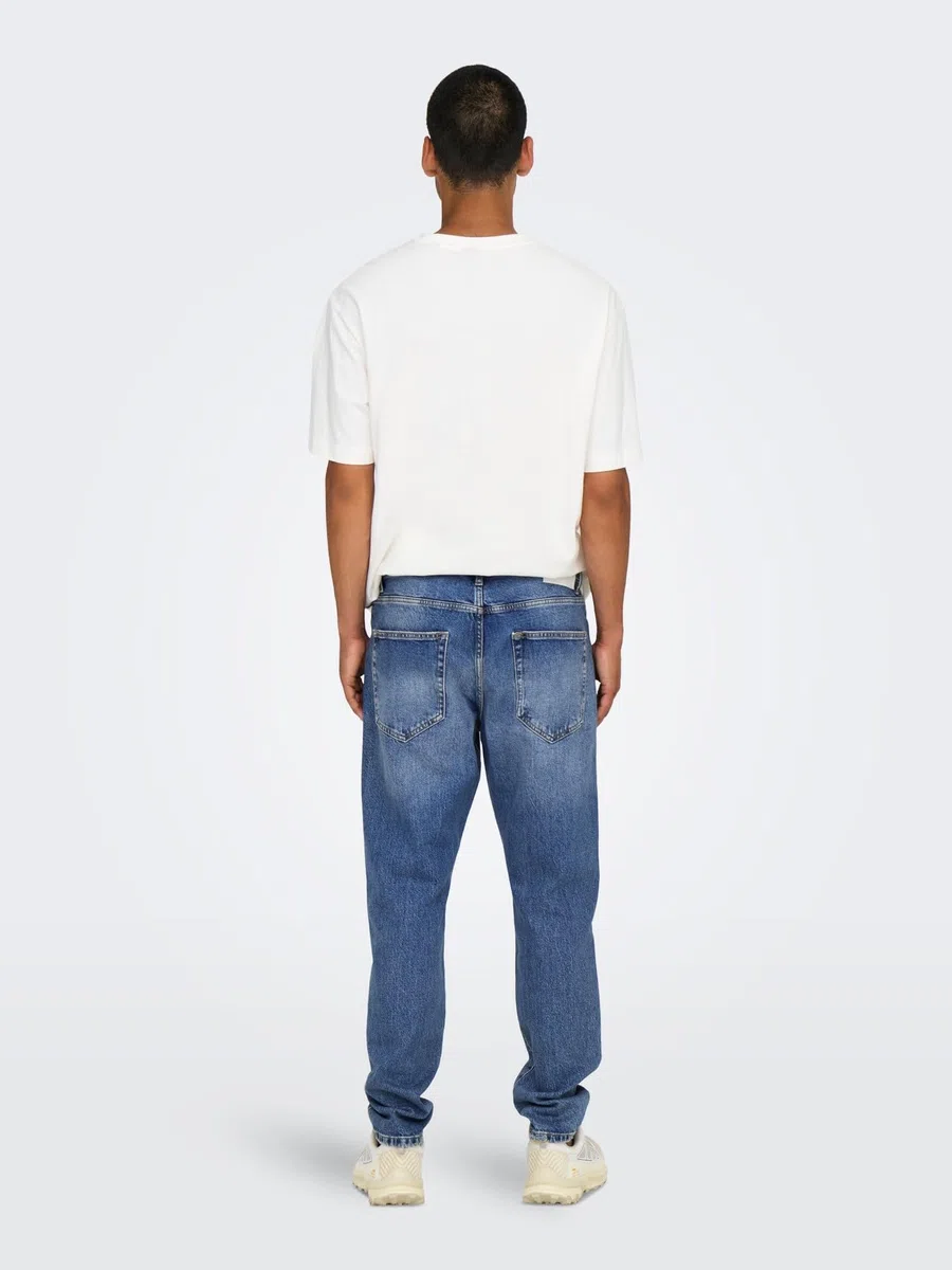 Only & Sons Vaqueros Denim Hombres Regular Fit Estilo 5 Bolsillos Pantalón Acortado con Botonadura ONSYOKE